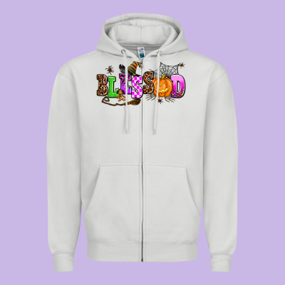 Halloween Blessed Zipper Hoodie Designed By Adodesignshop