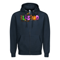 Navy halloween blessed Zipper Hoodie - AdoDesignShop