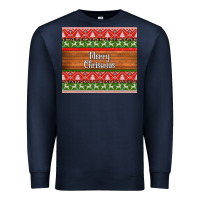 Navy merry christmas knitted reindeer pattern Premium Sweatshirt - Jasminsmagicworld