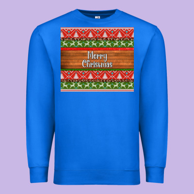 Merry Christmas Knitted Reindeer Pattern Premium Sweatshirt Designed By Jasminsmagicworld