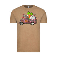 Vintage Coffee happy easter pink truck with bunny Vintage Tee - RanaPortraitStore