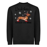 Black dachshund through the snow Heavyweight Sweatshirt - MaliasSmallBusiness