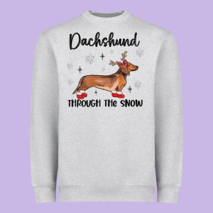 Dachshund Through The Snow Heavyweight Sweatshirt Designed By Maliassmallbusiness