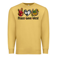Antique Gold peace love west Premium Sweatshirt - BarkalooDesign