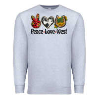 Heather Grey peace love west Premium Sweatshirt - BarkalooDesign