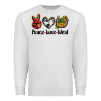 Oatmeal Heather peace love west Premium Sweatshirt - BarkalooDesign