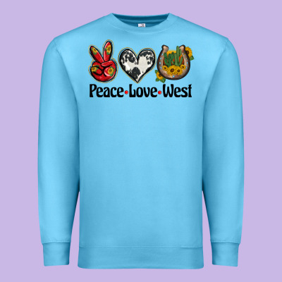 Peace Love West Premium Sweatshirt Designed By Barkaloodesign