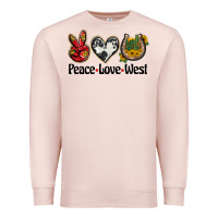 Pale Pink peace love west Premium Sweatshirt - BarkalooDesign