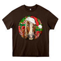 Chocolate Brown Belgian Horse  Christmas Heavy Core Tee - LillyAllenDesigns