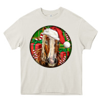 Cream Belgian Horse  Christmas Heavy Core Tee - LillyAllenDesigns