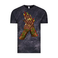Cloud Black juneteenth nail art with afro hand Vintage Tee - texasbilliewilder