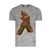 Cloud Rock juneteenth nail art with afro hand Vintage Tee - texasbilliewilder