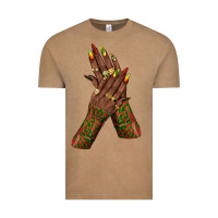 Vintage Coffee juneteenth nail art with afro hand Vintage Tee - texasbilliewilder