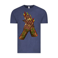 Vintage Denim juneteenth nail art with afro hand Vintage Tee - texasbilliewilder