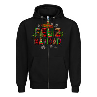 Black feliz navidad Zipper Hoodie - JahusDesignShop