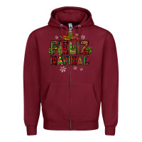 Burgundy feliz navidad Zipper Hoodie - JahusDesignShop