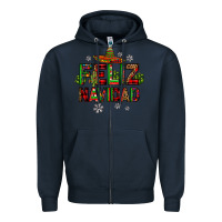 Navy feliz navidad Zipper Hoodie - JahusDesignShop
