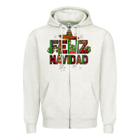 Oatmeal Heather feliz navidad Zipper Hoodie - JahusDesignShop