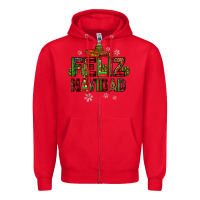 Red feliz navidad Zipper Hoodie - JahusDesignShop