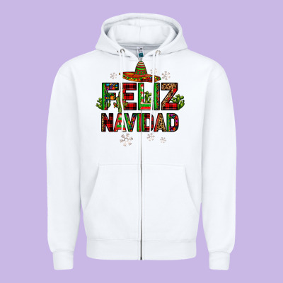 Feliz Navidad Zipper Hoodie Designed By Jahusdesignshop