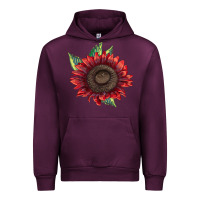 Mauve Wine ProCut Red Sunflower Urban Hoodie - LillyAllenDesigns