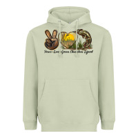 Matcha Peace Love Green Chameleon Lizard Heavyweight Hoodie - LillyAllenDesigns