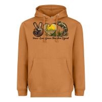 Meerkat Peace Love Green Chameleon Lizard Heavyweight Hoodie - LillyAllenDesigns