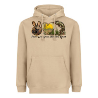 Mushroom Peace Love Green Chameleon Lizard Heavyweight Hoodie - LillyAllenDesigns