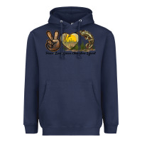 Navy Peace Love Green Chameleon Lizard Heavyweight Hoodie - LillyAllenDesigns