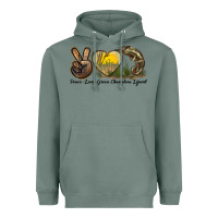 Sage Peace Love Green Chameleon Lizard Heavyweight Hoodie - LillyAllenDesigns