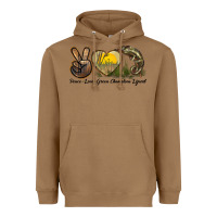Toasted Coconut Peace Love Green Chameleon Lizard Heavyweight Hoodie - LillyAllenDesigns