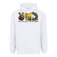 White Peace Love Green Chameleon Lizard Heavyweight Hoodie - LillyAllenDesigns