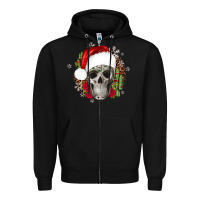 Black skull Christmas cactus Zipper Hoodie - JahusDesignShop