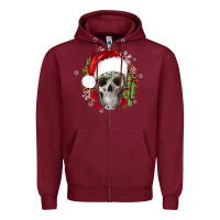 Burgundy skull Christmas cactus Zipper Hoodie - JahusDesignShop