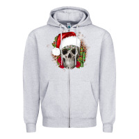 Heather Grey skull Christmas cactus Zipper Hoodie - JahusDesignShop