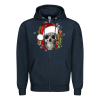 Navy skull Christmas cactus Zipper Hoodie - JahusDesignShop