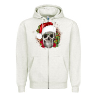 Oatmeal Heather skull Christmas cactus Zipper Hoodie - JahusDesignShop