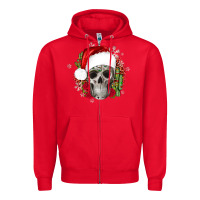 Red skull Christmas cactus Zipper Hoodie - JahusDesignShop