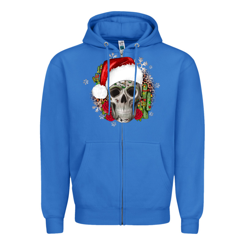 Skull Christmas Cactus Zipper Hoodie by JahusDesignShop | Teevron