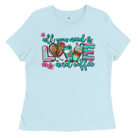 Baby Blue all you need is love and coffee Ladies Tee - AdoDesignShop