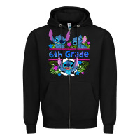 Black preview flower stitch 6 th grade Zipper Hoodie - AdoDesignShop