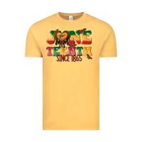 Vintage Mustard juneteenth since 1865 with heart Vintage Tee - texasbilliewilder