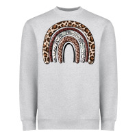Heather Grey Cheetah rainbow Heavyweight Sweatshirt - MaliasSmallBusiness