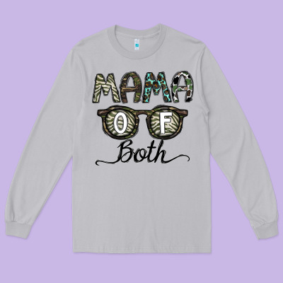 Mama Of Both Long Sleeve Tee Designed By Cowhidedigitalart