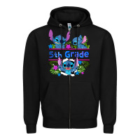 Black preview flower stitch 5th grade Zipper Hoodie - AdoDesignShop