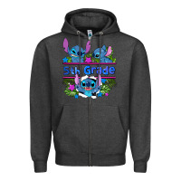 Charcoal Heather preview flower stitch 5th grade Zipper Hoodie - AdoDesignShop