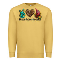 Antique Gold peace love rooster Premium Sweatshirt - BarkalooDesign