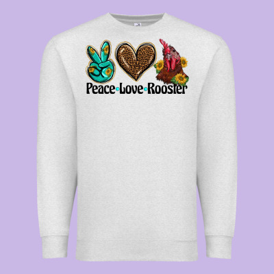 Peace Love Rooster Premium Sweatshirt Designed By Barkaloodesign