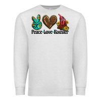 Oatmeal Heather peace love rooster Premium Sweatshirt - BarkalooDesign
