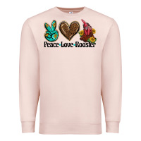 Pale Pink peace love rooster Premium Sweatshirt - BarkalooDesign